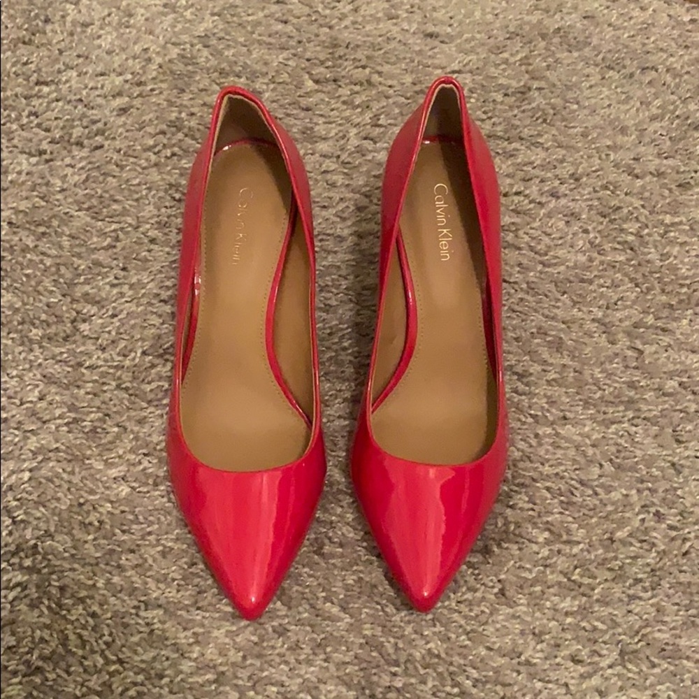 Calvin Klein red heel pumps